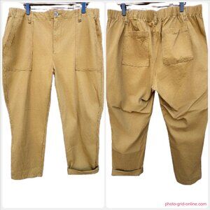 Old Navy Chino Pant Womens XL Mustard Brown Twill Cropped Ankle Utility